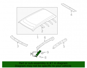 Right roof trim for Subaru Outback 10-14
