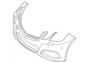 Bare front bumper Mercedes E-class W212 10-13 elegance, without parking sensors, for headlight washers