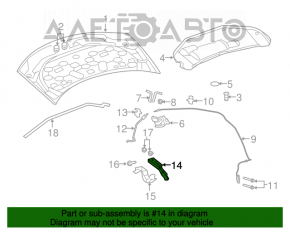 Hood hinge left Chrysler 200 4d 11-14
