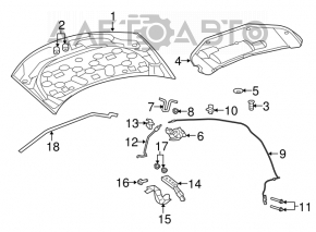Hood hinge left Chrysler 200 4d 11-14