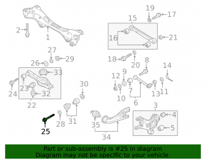 Bolt lower lever under spring rear left Hyundai Sonata 11-15 to trunnion