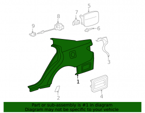 Quarter wing rear right Lexus ES350 07-12