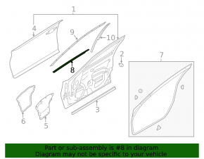 Molding door-glass central front left Infiniti Q50 14- chrome