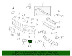 Right bumper grille for Toyota Sequoia 2008-2017 under fog lights