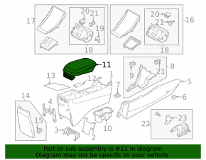 Armrest of the central console Hyundai Elantra UD 11-16 leather, black