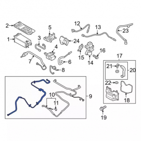 Ford Fusion mk5 17-20 hybrid fuel vapor temperature sensor with tube