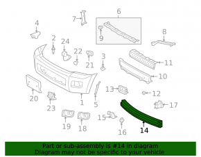 Toyota Sequoia 2008-2016 Front Bumper Reinforcement