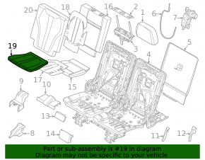Rear seat cushion cover, 3rd row, left, BMW X7 G07 19-22, Vernasca leather, Schwarz