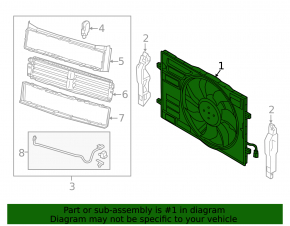 Diffuser radiator shroud assembly Audi A3 8V 15-20 1.8T for 1 fan