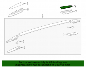 Rear left longitudinal roof rail cover for Toyota Rav4 13-18