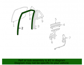 Rear left window seal for Lexus RX300 98-03