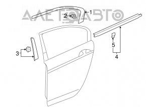 Honda Accord 13-17 matte rear left side door trim