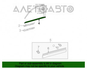 Molding door-glass central front right Toyota Highlander 08-13