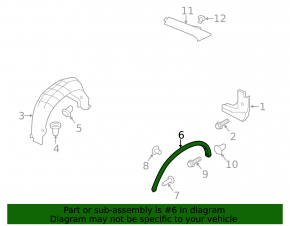 Rear right fender arch trim Nissan Rogue 14-20 structure
