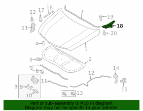Hood hinge left Hyundai Sonata 11-15