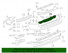 Rear bumper absorber VW Touareg 11-16 missing element, cracked
