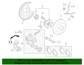 Rear left brake hose Toyota Prius 30 10-15