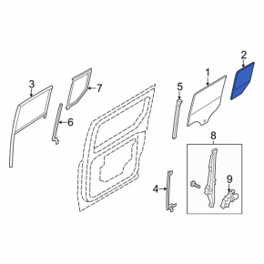 Ford Transit Connect MK2 13-23 rear left triangle door glass
