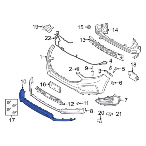 Lower lip of the front bumper Ford Edge 19-24 ST, ST-Line