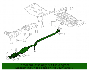 Exhaust line middle section with catalytic converter Mazda 6 18-21 2.5 for deactivating cylinders