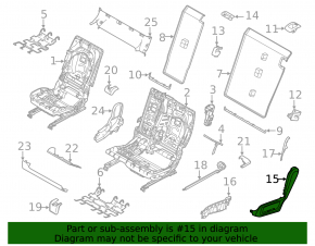 Rear right seat control cover for the 2nd row of the BMW X7 G07 19-26, black, scratches, melted