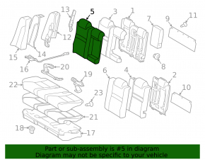 Rear seat, 2nd row, upper right side, Toyota Camry v55 15-17 USA, beige cloth with armrest, for cleaning