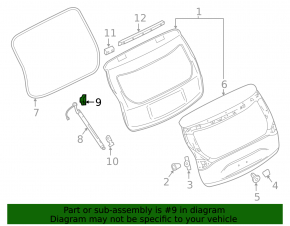 Right tailgate shock absorber bracket for Nissan Murano z52 15-24 on the body, without electrics