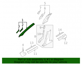 Kia EV6 22-24 black upper right front pillar trim
