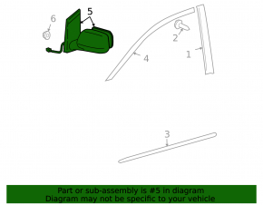 Right side mirror assembly for Toyota Sienna 2010