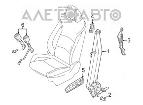 Passenger seat belt Mazda 3 14-18 BM black