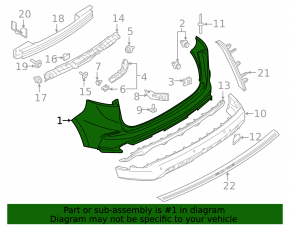 Front bumper bare Ford Edge 19 - for parking sensors without towing hook