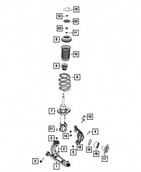 Front left spring Fiat 500 12-17 manual transmission