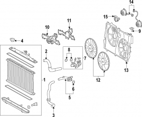 Diffuser radiator shroud assembly Lexus RX350 16-22 with tank TYC