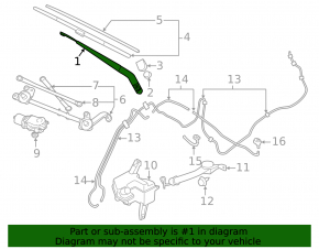 Left windshield wiper arm for Nissan Leaf 11-12