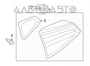 Lamp inner trunk lid left VW Jetta 15-15 USA halogen, cracks, light