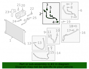 Air conditioning hose from a Porsche Cayenne 19-23 2.9T, 3.0T, 4.0T heater, thin, R1234YF