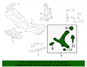Lower control arm, front left, Subaru Crosstrek 13-17