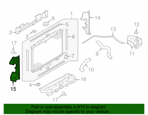 Radiator deflector left Nissan Rogue 17- type 2