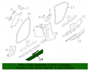 Door sill trim outer front left BMW 7 G11 G12 16-22 chrome with backlight