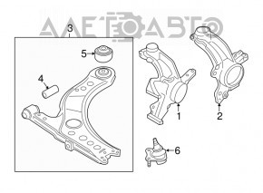 Front left trunnion VW Jetta 11-16 USA with horns