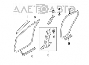 Inner rear left door sill plate for Infiniti FX35 FX45 03-04 beige