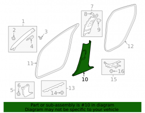 Honda Accord 18-22 black lower left center pillar trim