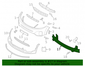 Front bumper reinforcement Kia Sorento 14-15 rest USA