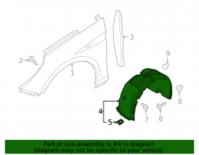 Front left fender liner Hyundai Sonata 15-17 SE