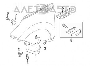 Front left wing molding Kia Soul 14-19 pre-rest without turn signal