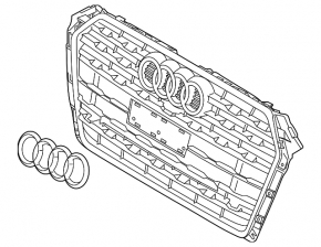 Radiator grille assembly Audi A4 B9 17-19 with emblem, for parking sensors, dark chrome