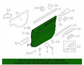Subaru Outback 2015-2018 front right door trim panel, black cloth