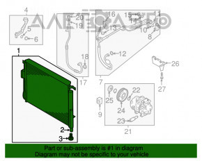 Air conditioner radiator condenser Hyundai Santa FE 19-20 2.4 KOR