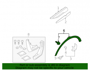 Front left fender arch trim for Land Rover Range Rover Evoque 12-18