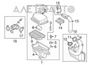 Air intake Kia Forte 4d 14-18 1.8, 2.0